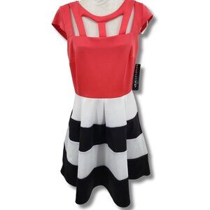 MADISON LEIGH Sleeveless Fit & Flare Colorblock Dress Knee Length 8 NWT